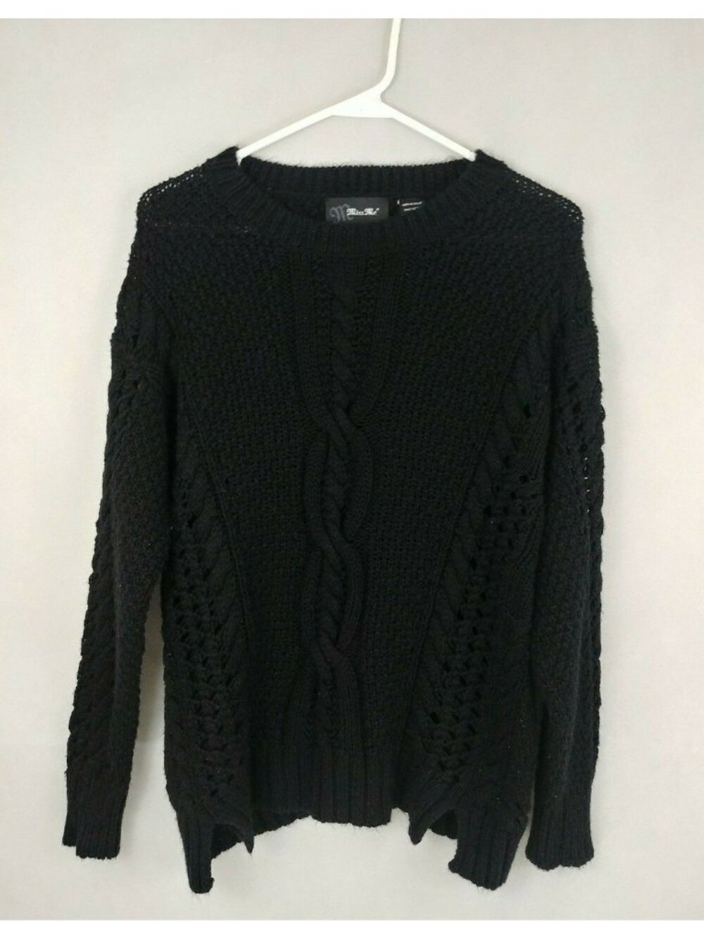 Miss Me Long Sleeve Soft Solid Black Sweater Size S